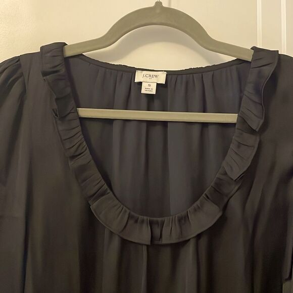 J.Crew Factory Ruffle Scoop Neck Long Sleeve Blouse - Picture 2 of 5